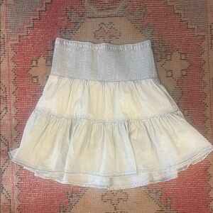 Elan Light Blue Tiered Smocked Mini Skirt